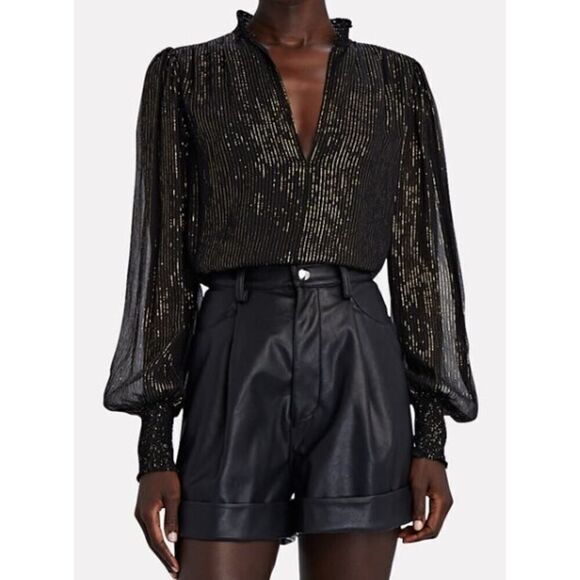 A.L.C. Silvie Striped Silk Chiffon Blouse Sz. 10 - Picture 1 of 8